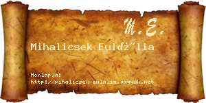Mihalicsek Eulália névjegykártya